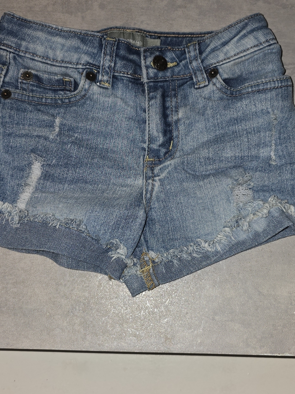 Lucky Brand Medium Blue Frayed Hem Denim Shorts